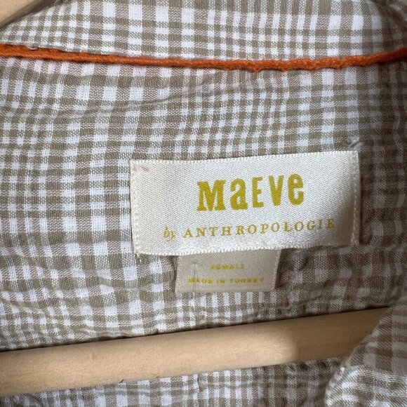 Maeve Anthropologie Maxi Tunic Top Dress Size XS Tan Button Down Neutral Casual - Picture 5 of 13